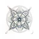 sand dollar with tent and achor tattoo design idea