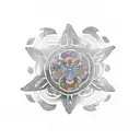 sand dollar with tent and achor tattoo design idea