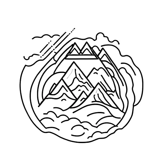 A minimalist tattoo of a mountain range with a graduation cap on top, symbolizing your love for education and your favorite thing, mountains. tattoo design idea