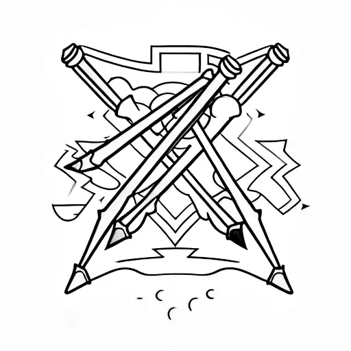 A minimalist tattoo of a pencil and a dumbbell crossed together, representing your dedication to both education and physical fitness. tattoo design idea