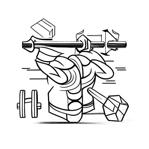 A minimalist tattoo of a pencil and a dumbbell crossed together, representing your dedication to both education and physical fitness. tattoo design idea