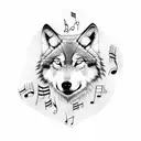 Combine a wolf, a soccer ball, and musical notes into a unique design tattoo design idea
