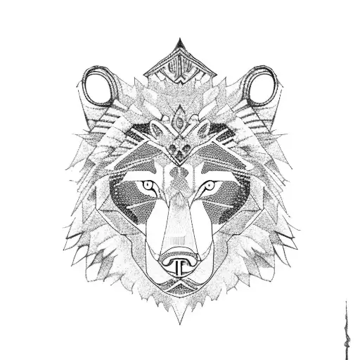 Bear and wolf and tiger and lion  tattoo design idea