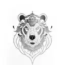 Bear and wolf and tiger and lion  tattoo design idea