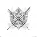 Sword with never give up tattoo design idea
