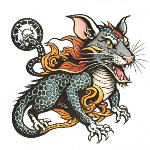 Rat and dragon tattoo design idea