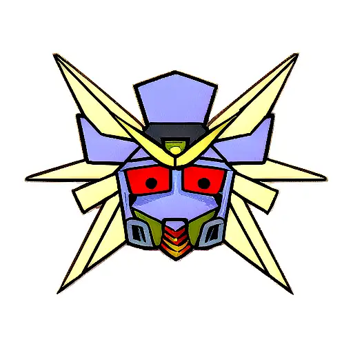 full gundam charscter holding a police badge tattoo design idea