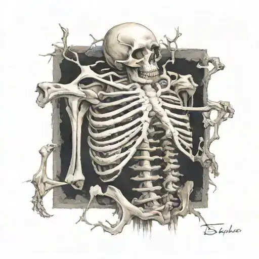 beksinski creature bones tattoo design idea