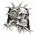 beksinski creature bones tattoo design idea