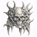 beksinski creature bones tattoo design idea