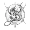 Dragon with Ortodox Cross tattoo design idea