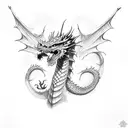 Dragon with Ortodox Cross tattoo design idea