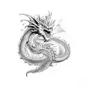Dragon with Ortodox Cross tattoo design idea