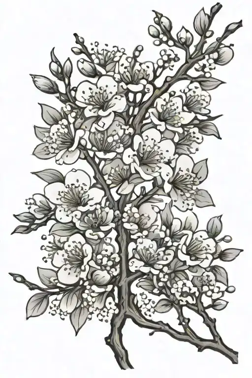 plum blossom branch tattoo design idea