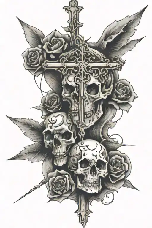 christianity, evil, love, pain tattoo design idea