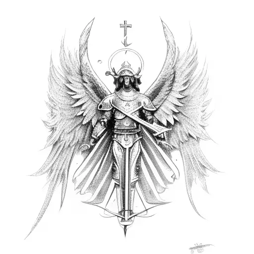 Saint Michael the Archangel tattoo design idea