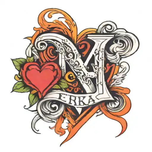 name Erika with a heart near the letter A tattoo design idea
