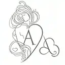 ERIKA with a heart near the letter A tattoo design idea
