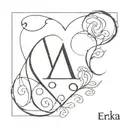 name ERIKA with a heart near the letter A tattoo design idea