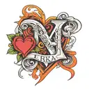name Erika with a heart near the letter A tattoo design idea