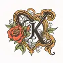 name Erika with a heart near the letter A tattoo design idea