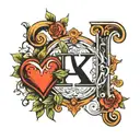 name Erika with a heart near the letter A tattoo design idea