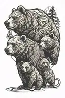 father bear and cubs tattoo design idea