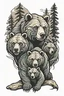 father bear and cubs tattoo design idea