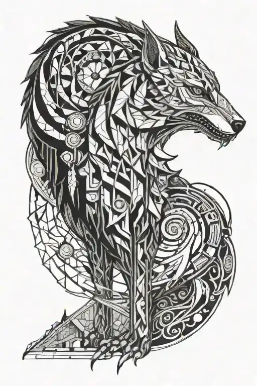 San from Princess Mononoke but like the cover of Hermann Hesse book Steppenwolf tattoo design idea