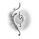 A welding flame forming the shape of a music note tattoo design idea