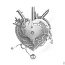 A captivating combination of a pacemaker and a mechanical key, representing the key to a healthy and well-functioning heart tattoo design idea