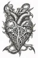 k, heart , unconditional  love symbol tattoo design idea