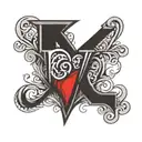 letter k, heart, unconditional love symbol tattoo design idea