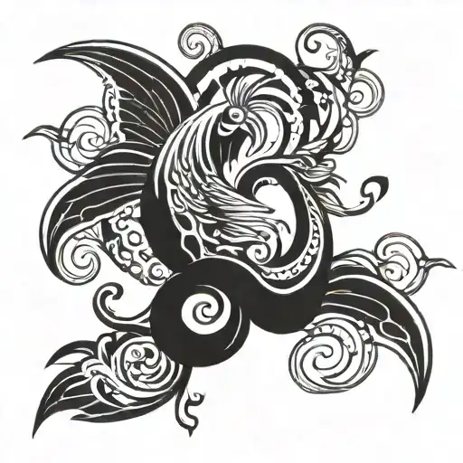 lotus flower phoenix rising  tattoo design idea