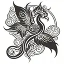 lotus flower phoenix rising  tattoo design idea