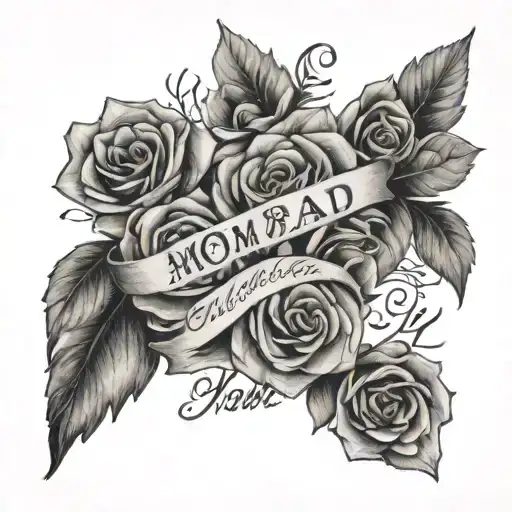 mom and dad names and birthdates tattoo design idea
