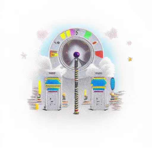 timeline including arcade USN towers and doors tattoo design idea