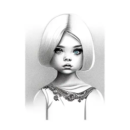 A retro-style portrait of the client's daughter, highlighting her unique personality and charm tattoo design idea