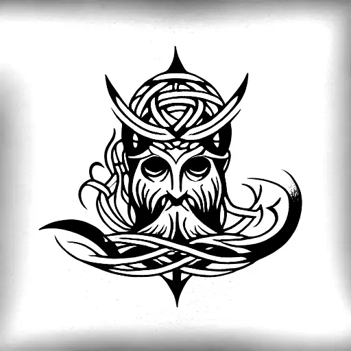 odin hanging on yggdrasil tattoo design idea