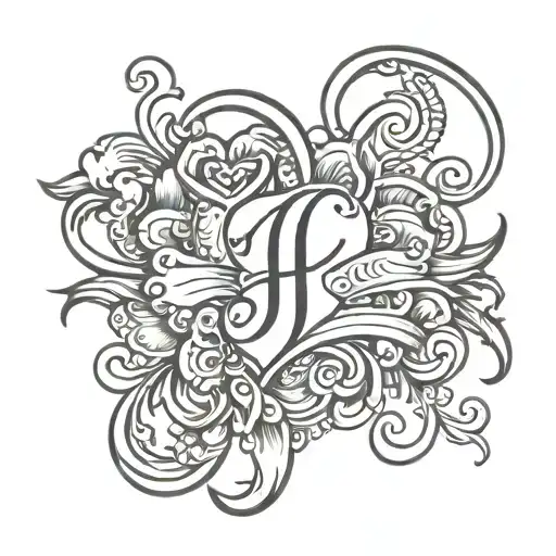  small tattoo with 3 initials H J R incorporated within hearts tattoo design idea