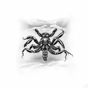 Scorpion with name OMI tattoo design idea