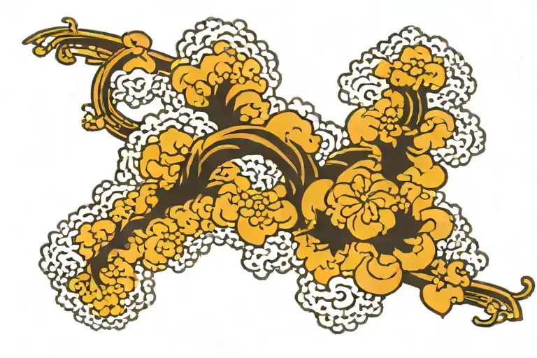 hokusai clouds looping around arm band tattoo design idea