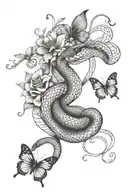 snake and butterfly tattoo design idea