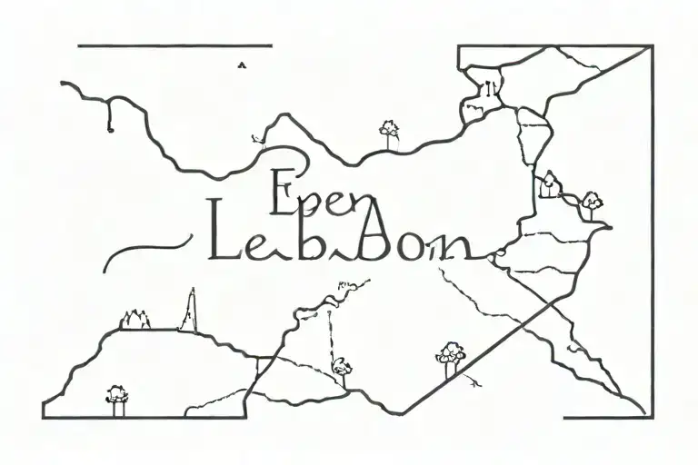 family word with F letter REPLACED BY  lebanon MAP tattoo design idea