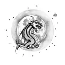 medieval Dragon in front of a full moon tattoo design idea