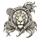 lion clock face  tattoo design idea