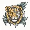 lion clock face  tattoo design idea