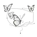 line tattoo of 2 semicolon butterflies flying tattoo design idea