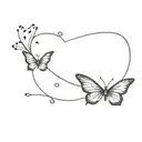 line tattoo of 2 semicolon butterflies flying tattoo design idea