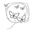 line tattoo of 2 semicolon butterflies flying tattoo design idea